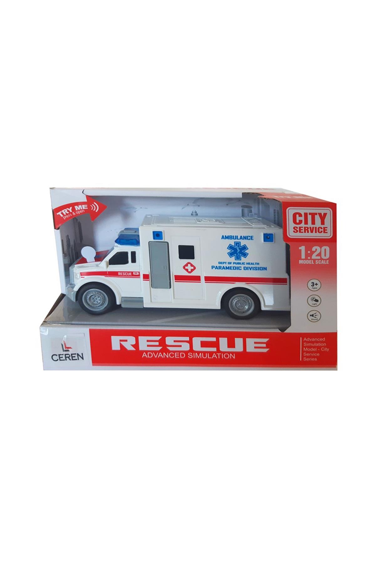 Ctoy Işıklı Ve Sesli Sürtmeli Ambulans 1:20