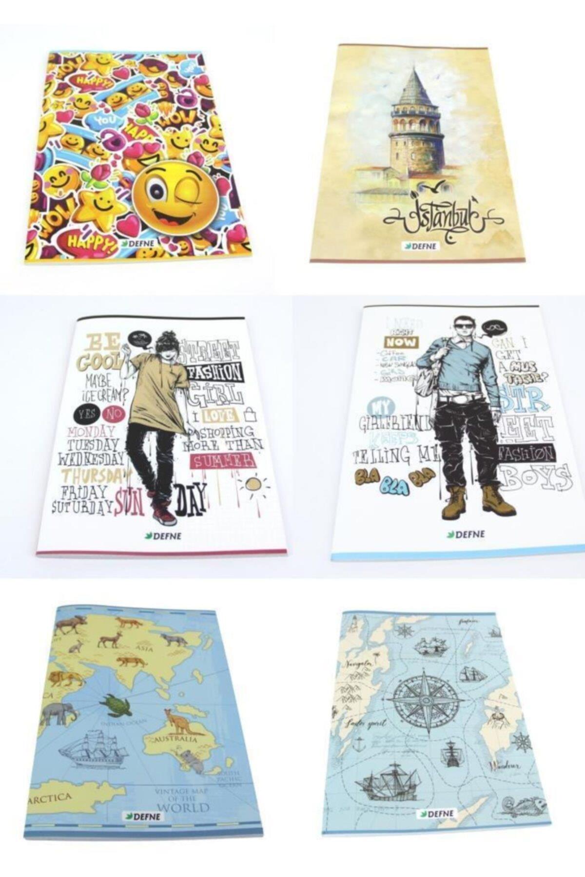 Defne Arya Kaye A-4 Defter (Dikişli) Plastik Kapak Kareli 80 Yaprak A4 80/4 (6 Lı Paket)