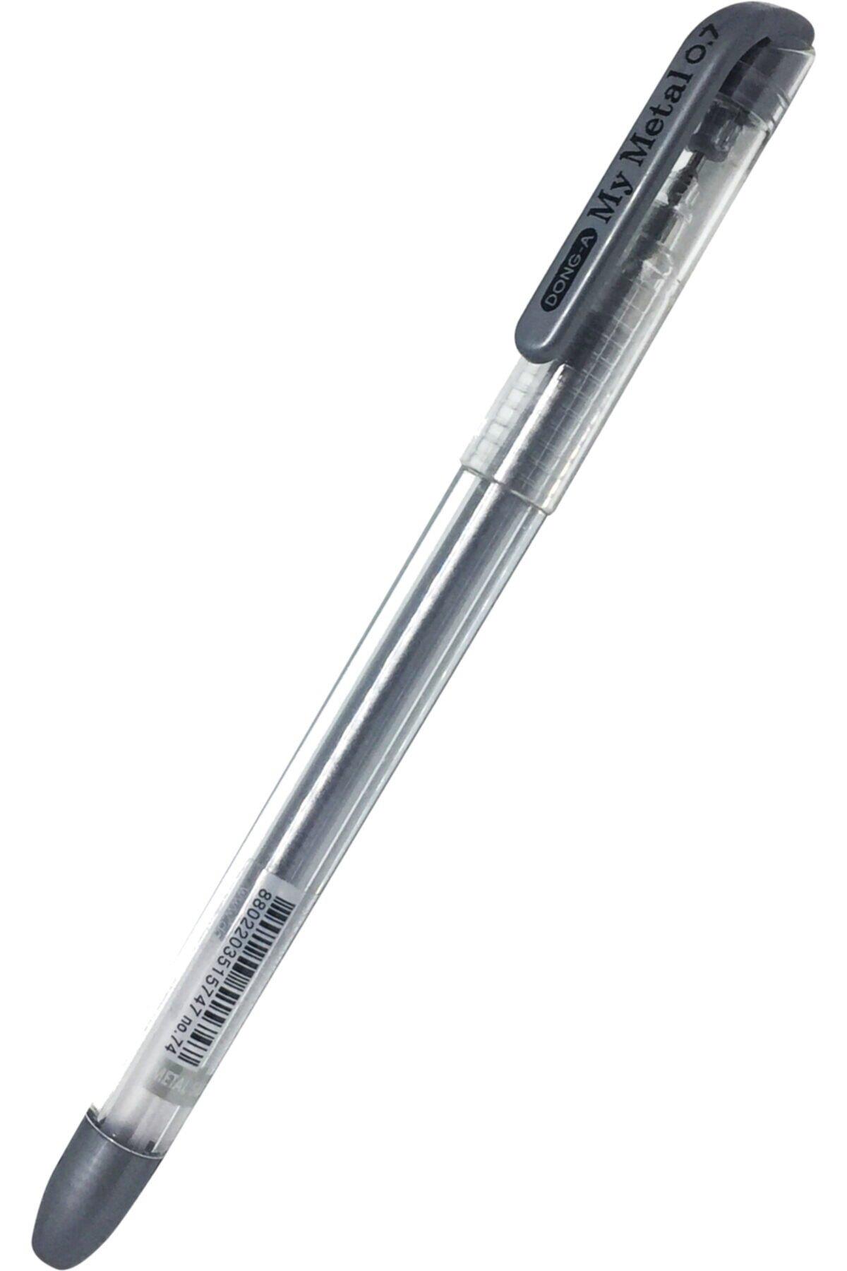 Dong-A Jel Kalem My Metal 0.7 MM İğne Uç Gümüş Davetiye Kalemi (12 Li Paket)