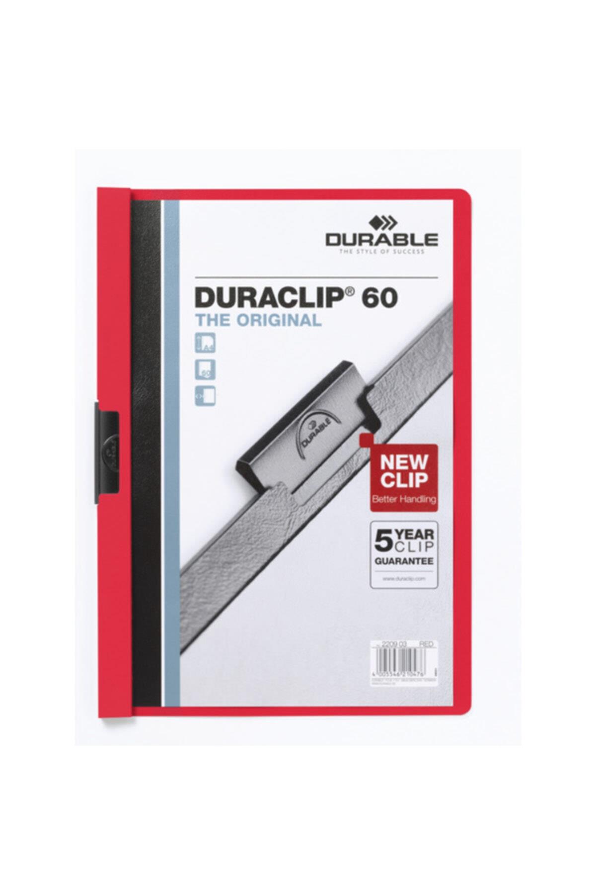 Durable Sıkıştırmalı Dosya DuraClip Ortadan Klipsli 60 SY A4 Kırmızı 2209
