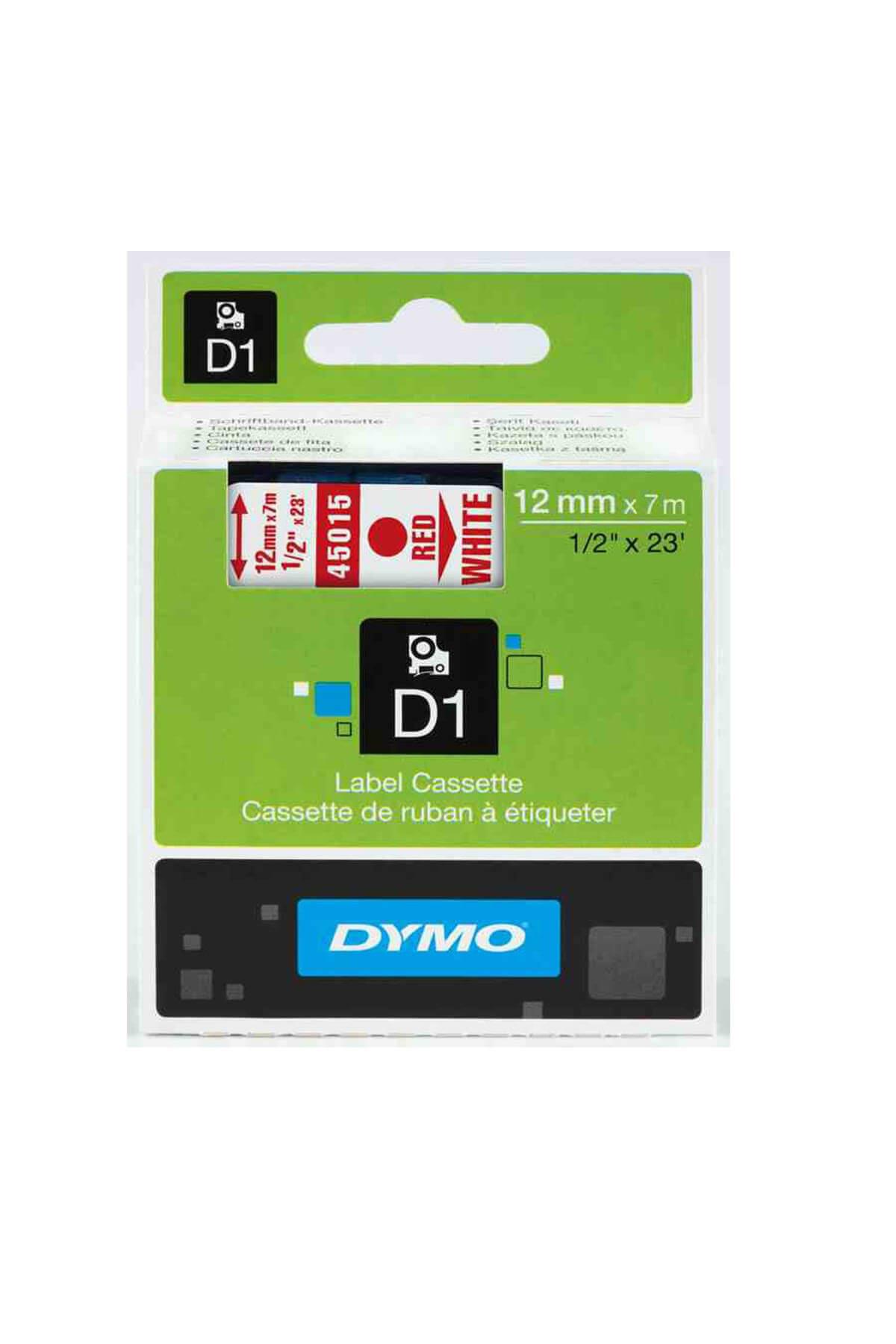 Dymo D1 Şerit Standart 12 MMx7 MT Beyaz Üzerine Kırmızı 45015