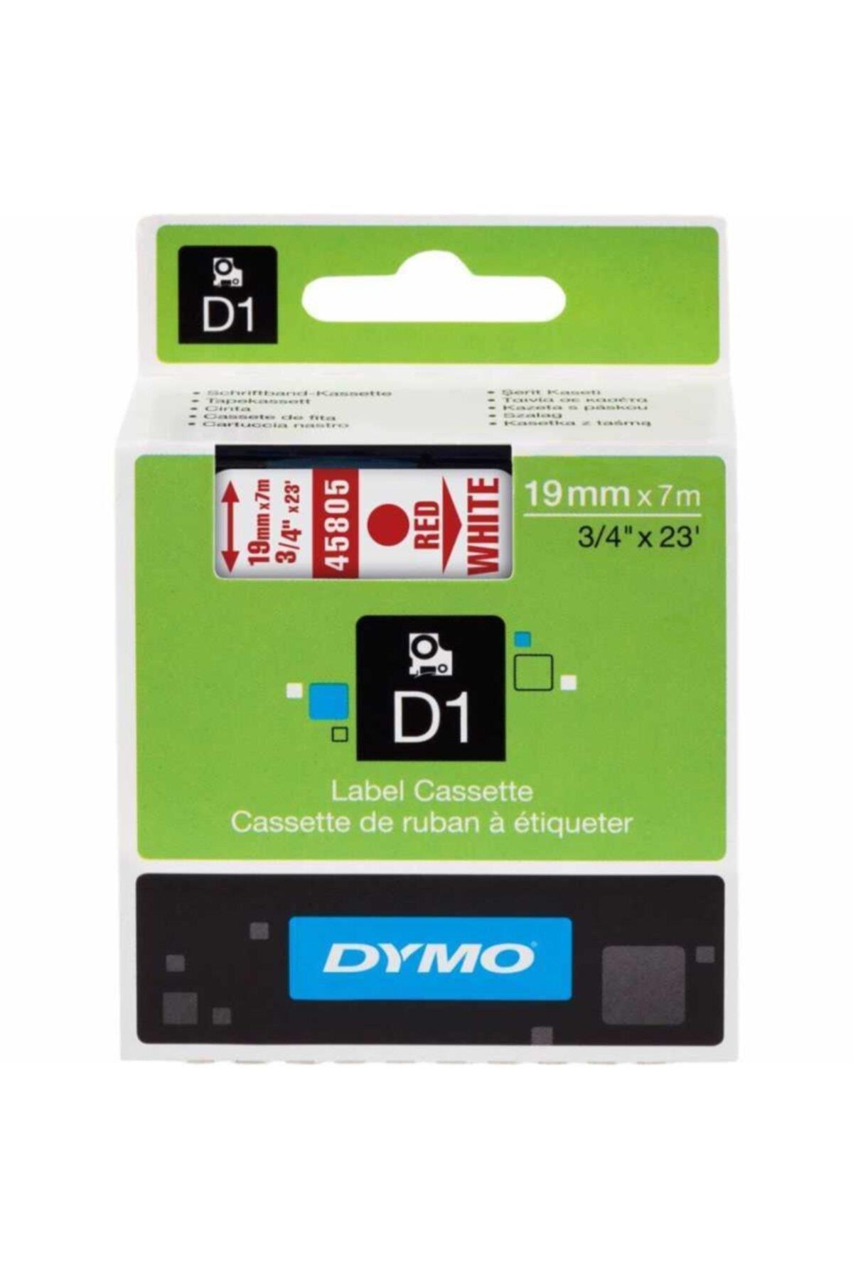 Dymo D1 Şerit Standart 19 MMx7 Metre Beyaz Üzerine Kırmızı Şerit Etiket