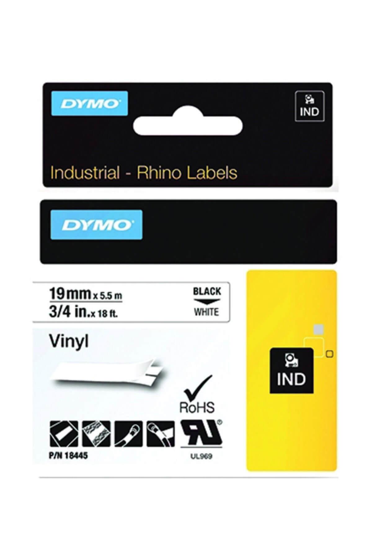 Dymo Rhino Pro Etiketi Renkli Vinil 19 MMx5,5 MT Beyaz Üzerine Siyah 18445