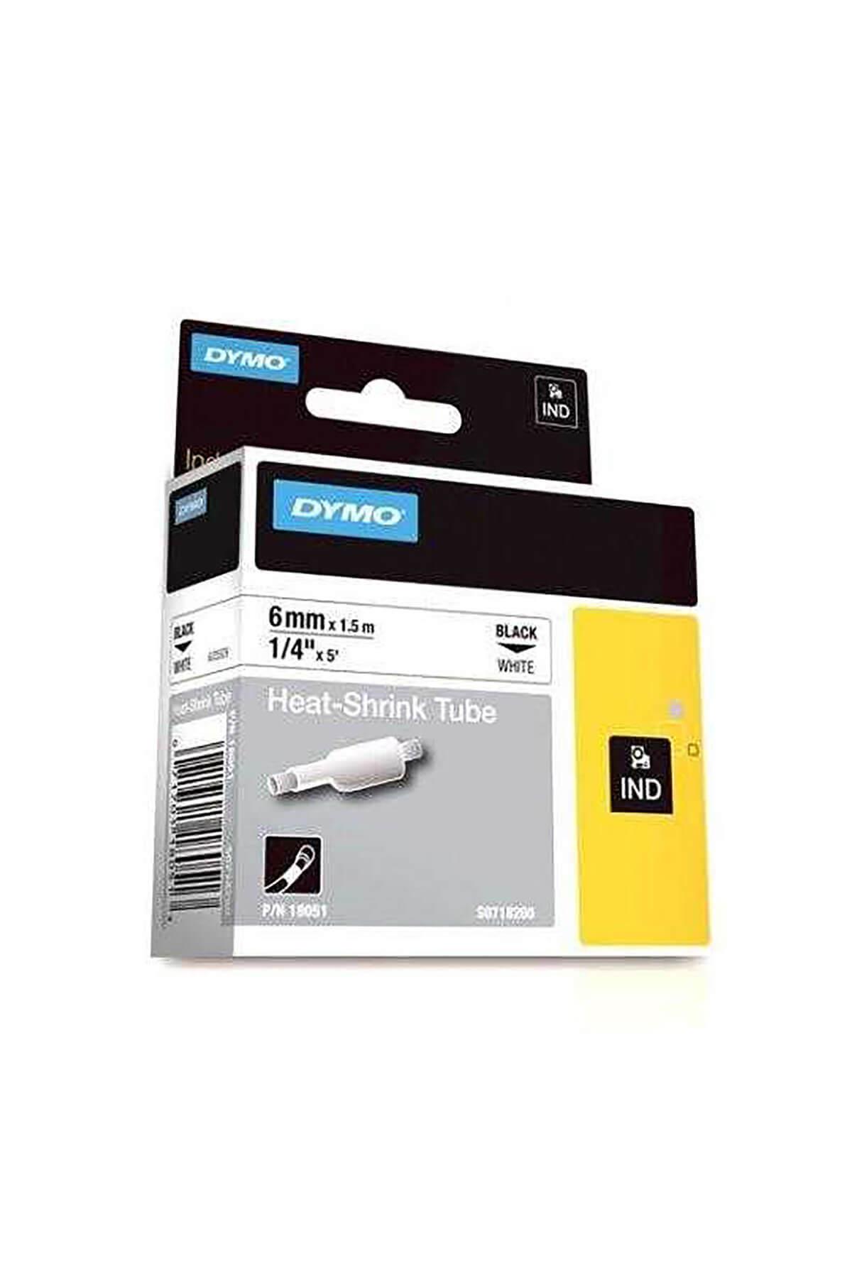 Dymo Rhinopro Isıyla Küçülen Şerit 6 mm x 1,5 metre Beyaz/Siyah 18051