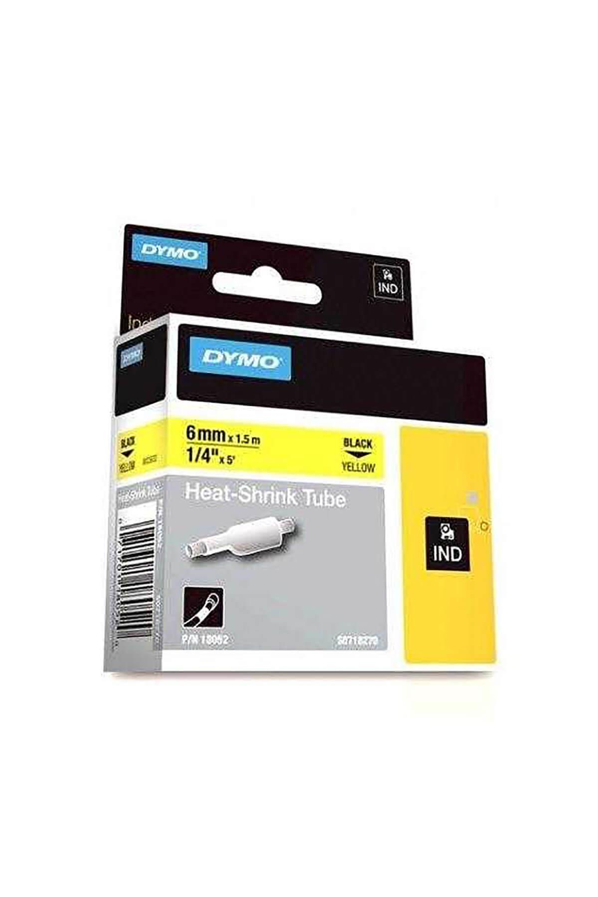 Dymo Rhinopro Isıyla Küçülen Şerit 6 mm x 1,5 metre Sarı/Siyah 18052