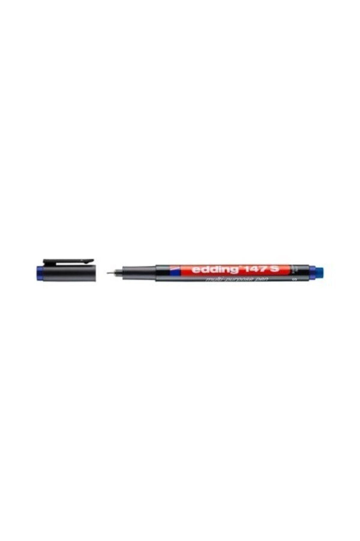 Edding (E-147S) Asetat Kalemı-Sılgılı Mavi 10 Lu