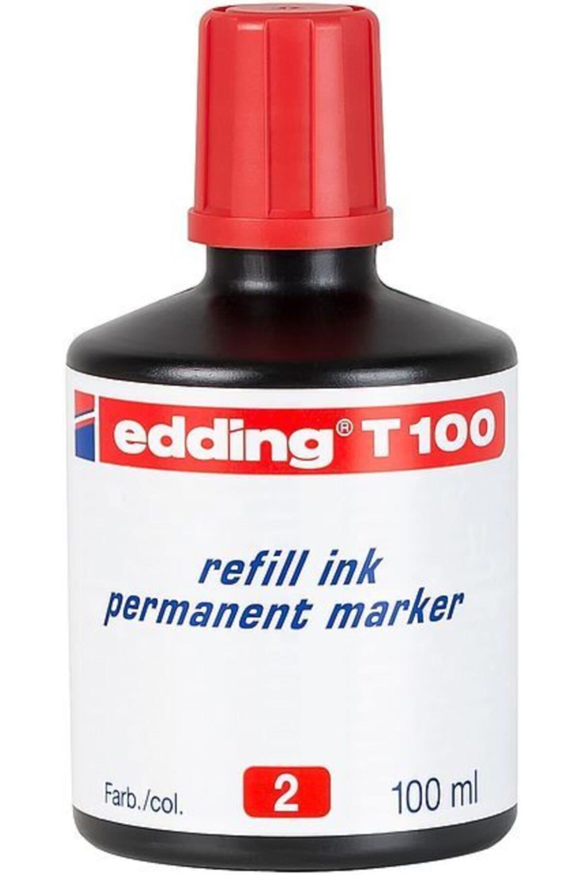 Edding Markör Mürekkebi Permanent Damlalıklı 100 ML Kırmızı (10 Lu Paket)