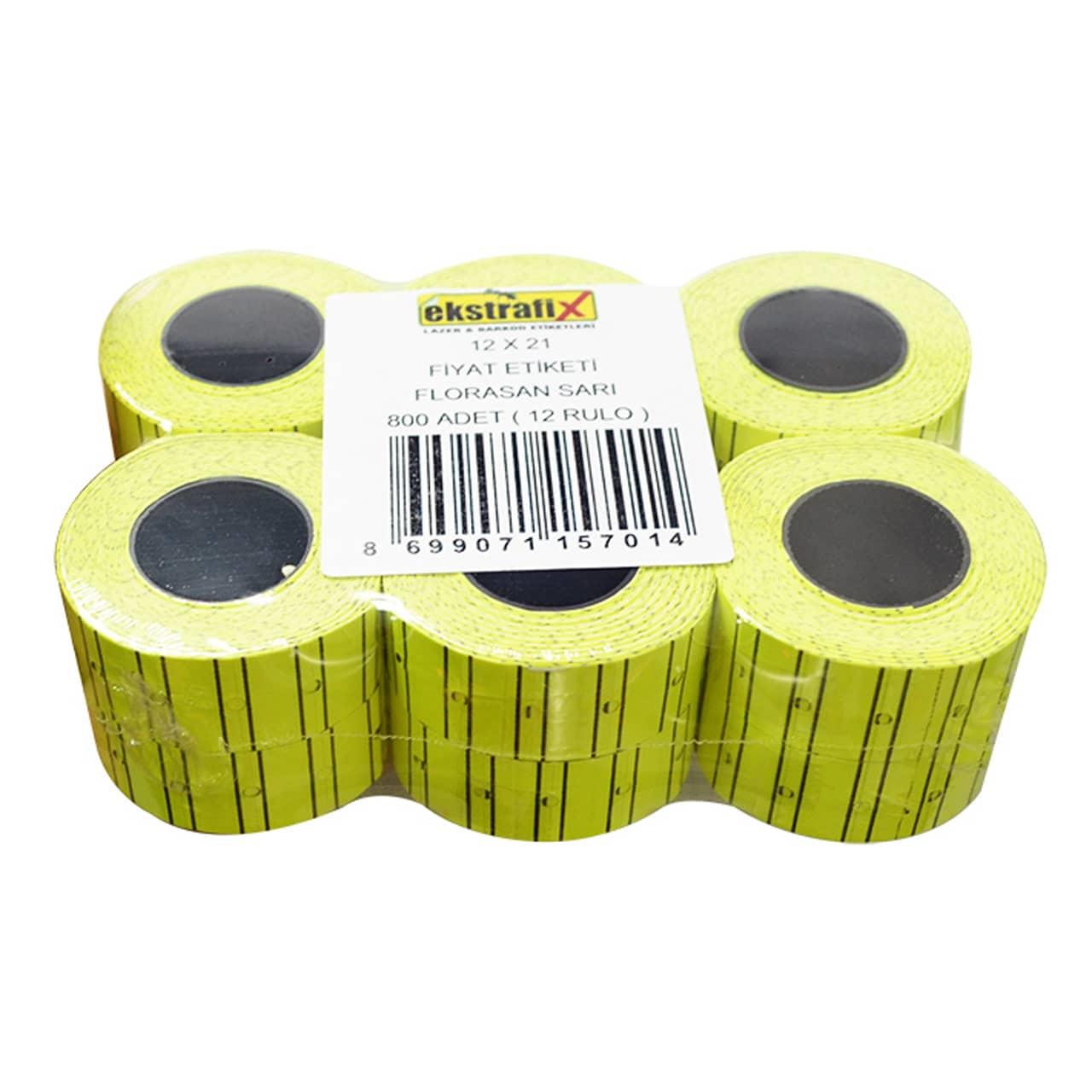 Ekstrafix 12 x 21 Fiyat Etiketi Florasan Sarı Fix-5701 (12 Rulo)