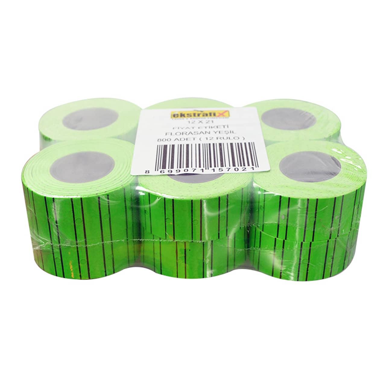 Ekstrafix 12 x 21 Fiyat Etiketi Florasan Yeşil Fix-5702 (12 Rulo)