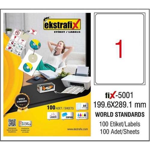 Ekstrafix Lazer Etiket 100 Yaprak 199.6 x 289.1 Mm Laser Copy Inkjet