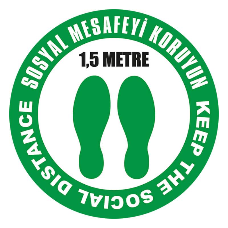 Ekstrafix Sosyal Mesafe Yer Sticker Ayaklı Yeşil