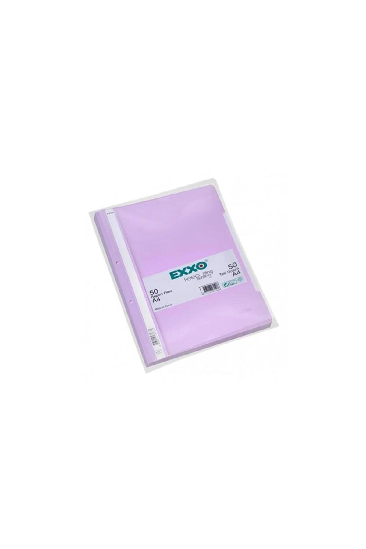 Exxo Telli Dosya Plastik A4 Lila Telli Dosya (50 Li Paket)