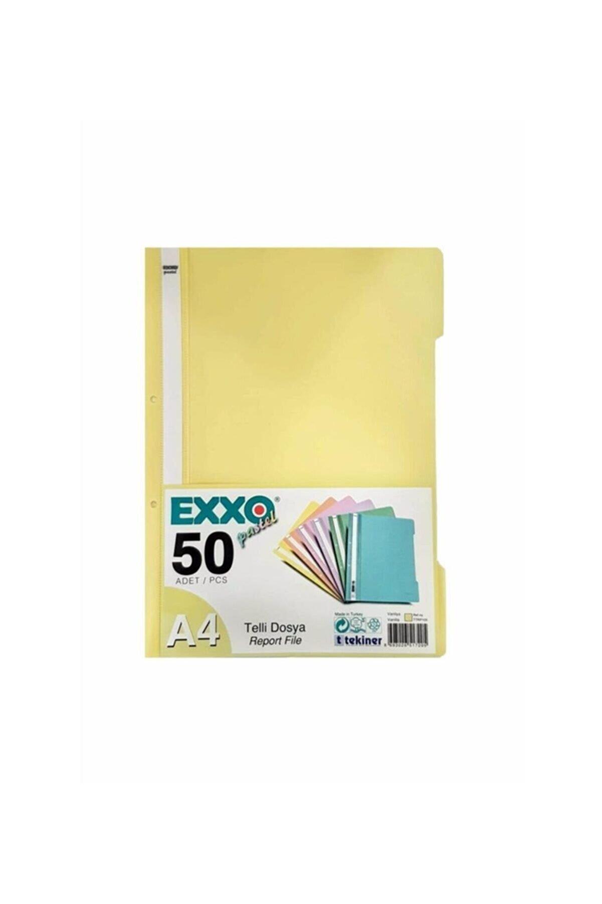 Exxo Telli Dosya Plastik A4 Sarı Telli Dosya (50 Li Paket)