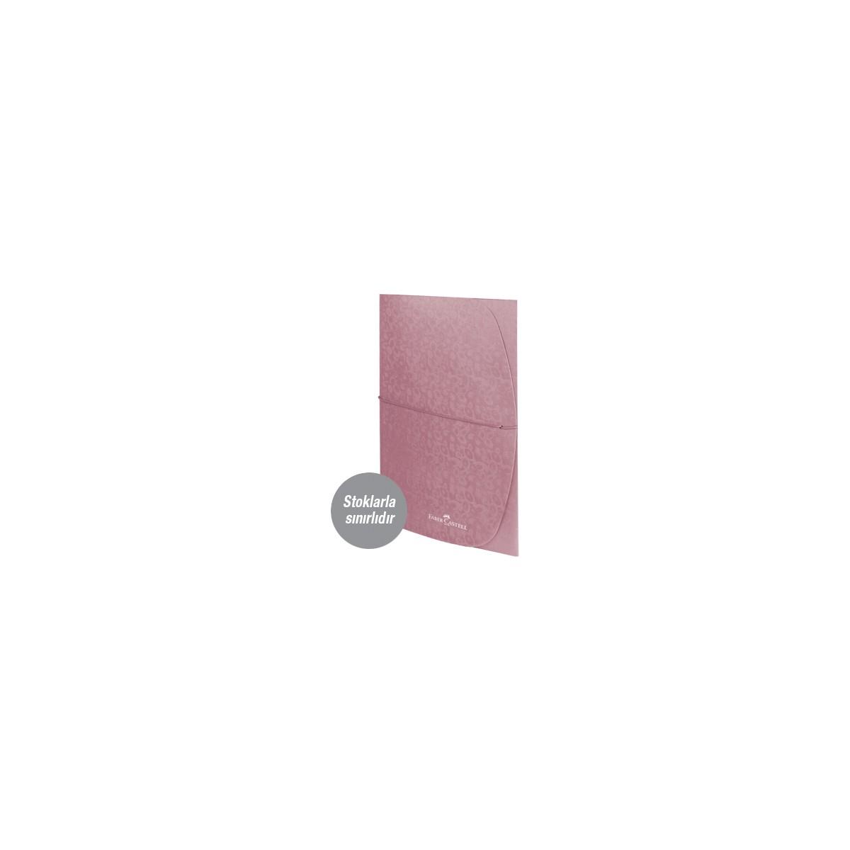 Faber-Castell Lastikli Dosya İnce Desenli A4 Metalik Pembe 5075190101