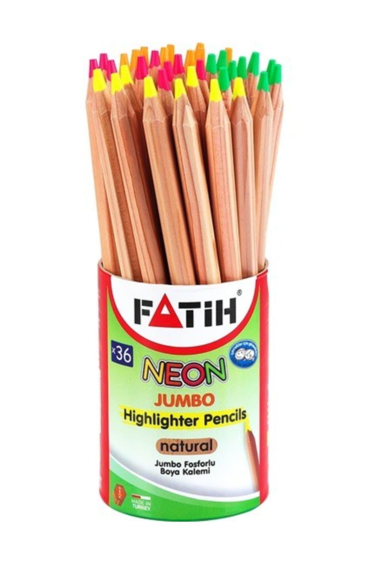 Fatih Neon Natural Jumbo Boya Kalemi 4 Renk Tam Boy Kuru Boya Kalemi (36 Lı Paket)