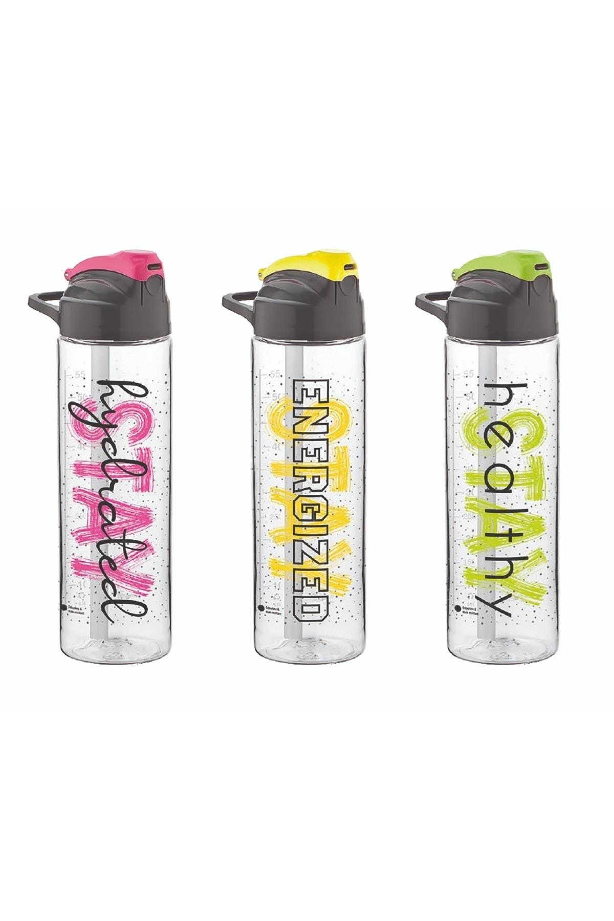 Gıpta Energy Pipetli 630 ML Desenli Tritan Matara (Karışık Renk 1 Adet)