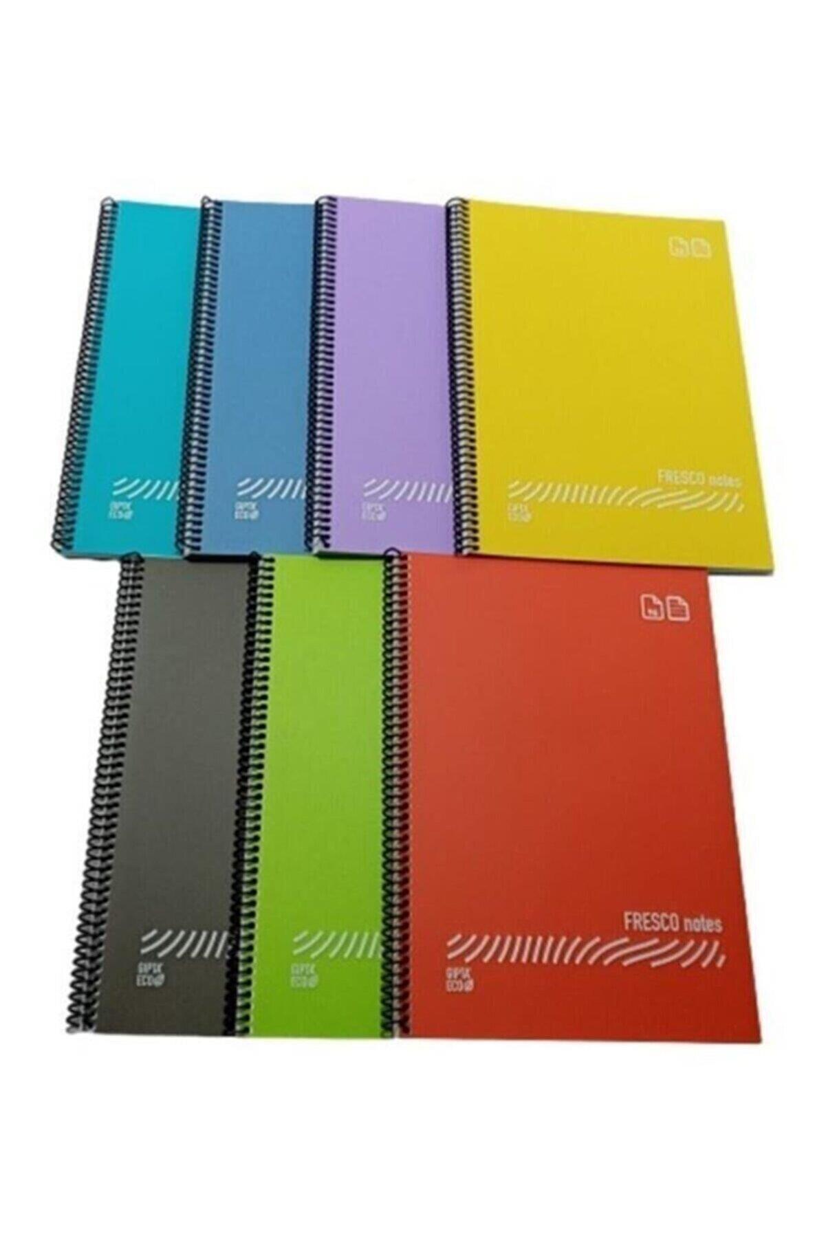 Gıpta Fresco Spiralli Düz Plastik Defter A4 120 Yaprak Çizgili Haritametot Defter (12 Adet)
