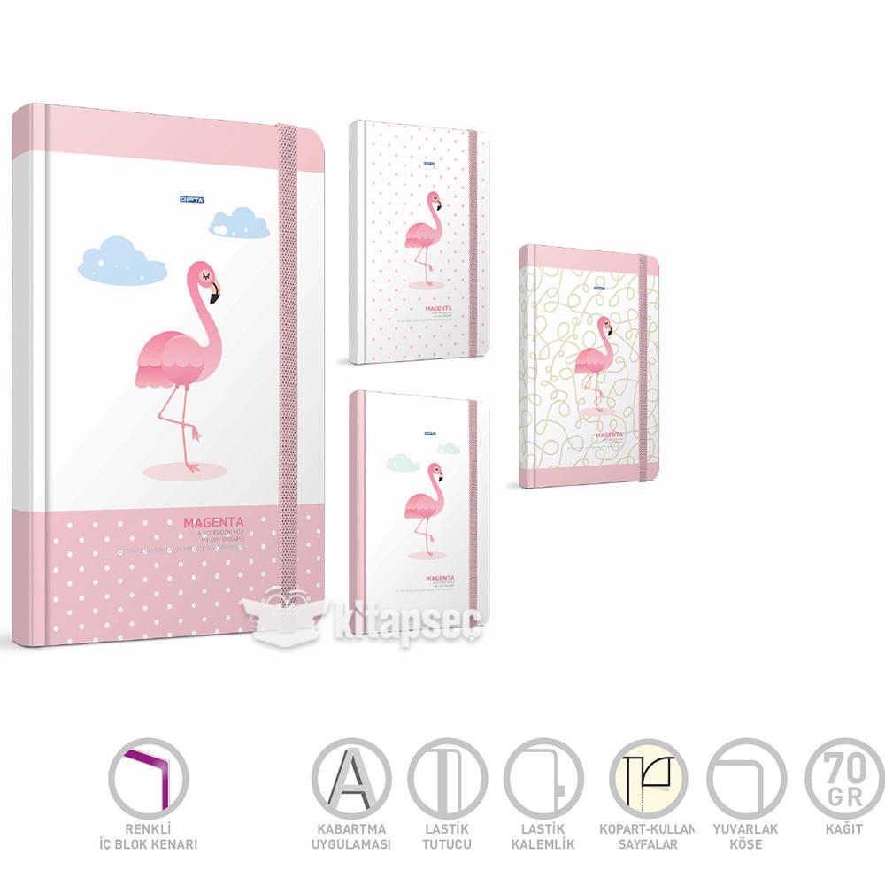 Magenta İplik Dikişli Sert Kapak Defter 9x14 120 Yaprak Çizgisiz Standart (4186) Gıpta