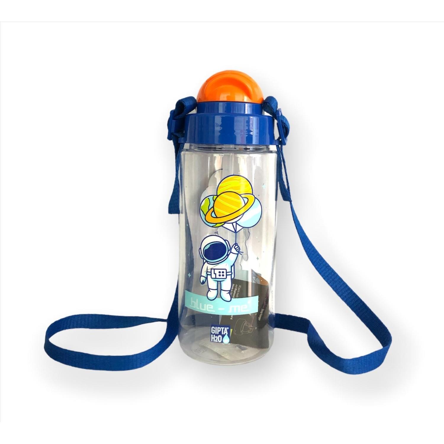 Gıpta Mavi Blue-Me Tritan Desenli Pipetli Matara 500 ml BPA FREE Askılı Suluk