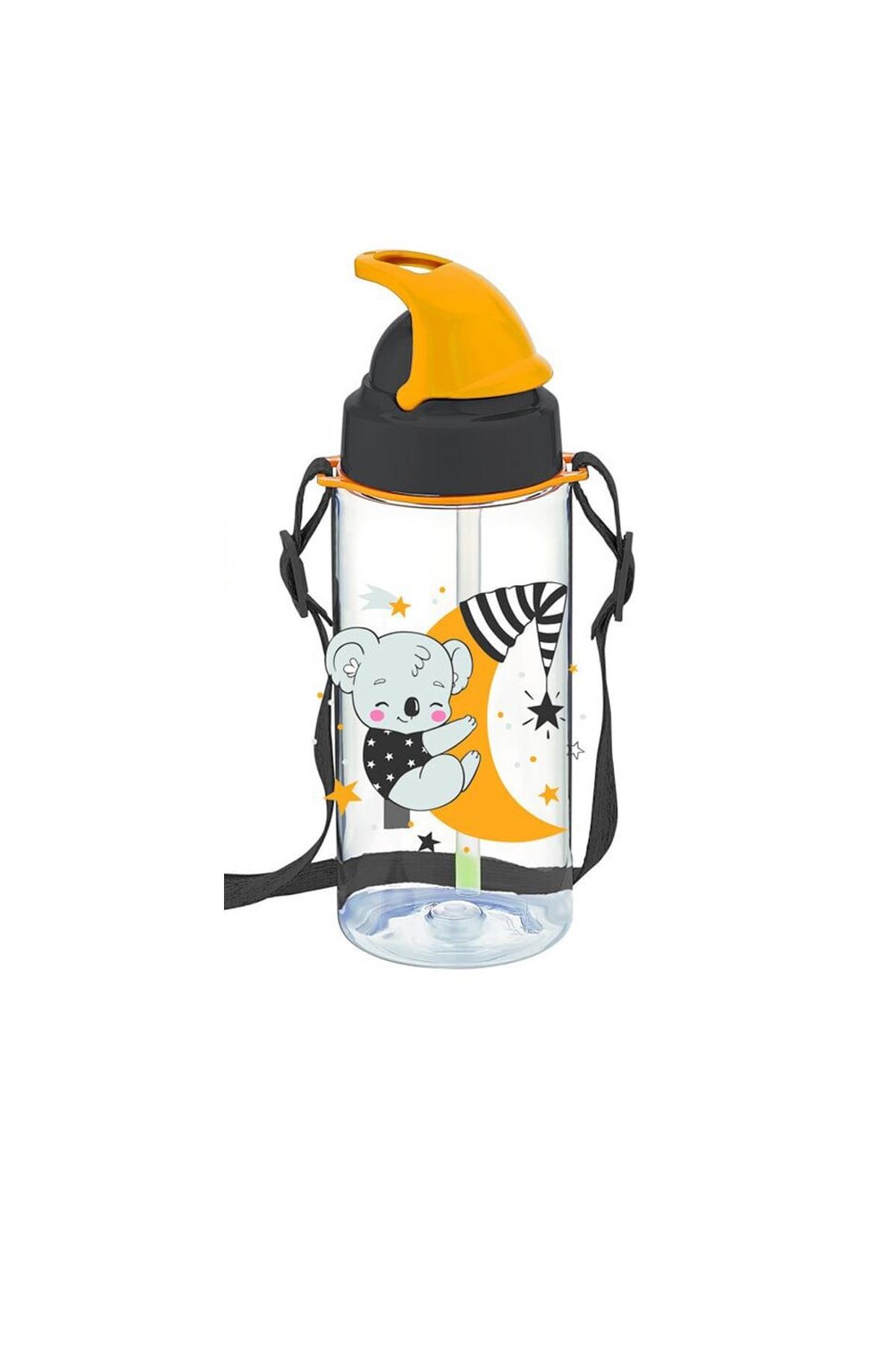 Gıpta Third Tritan Sarı Desenli Pipetli Matara 500 Ml Bpa Free Askılı Suluk