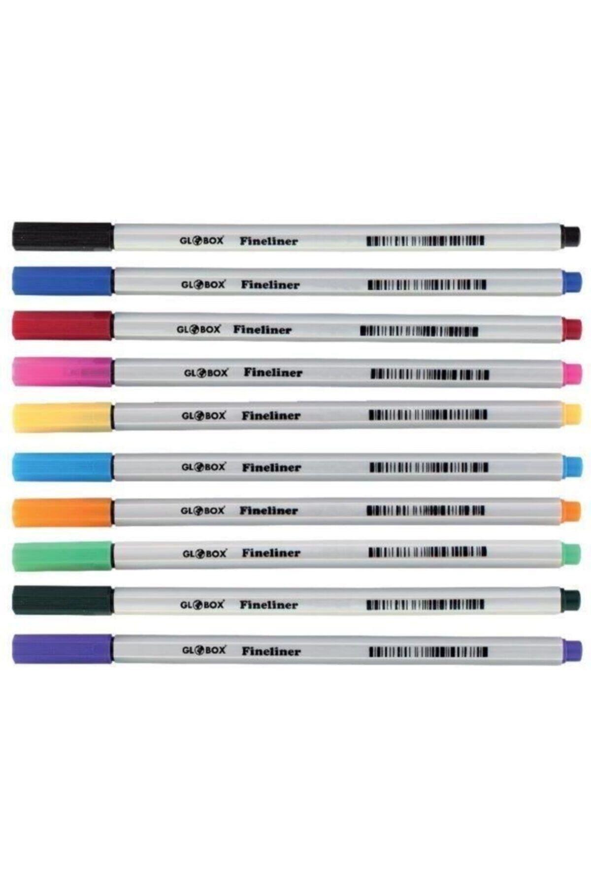 Globox Fineliner İnce Keçe Uçlu Kalem 0.4 mm 10 Renk Pvc Kutu