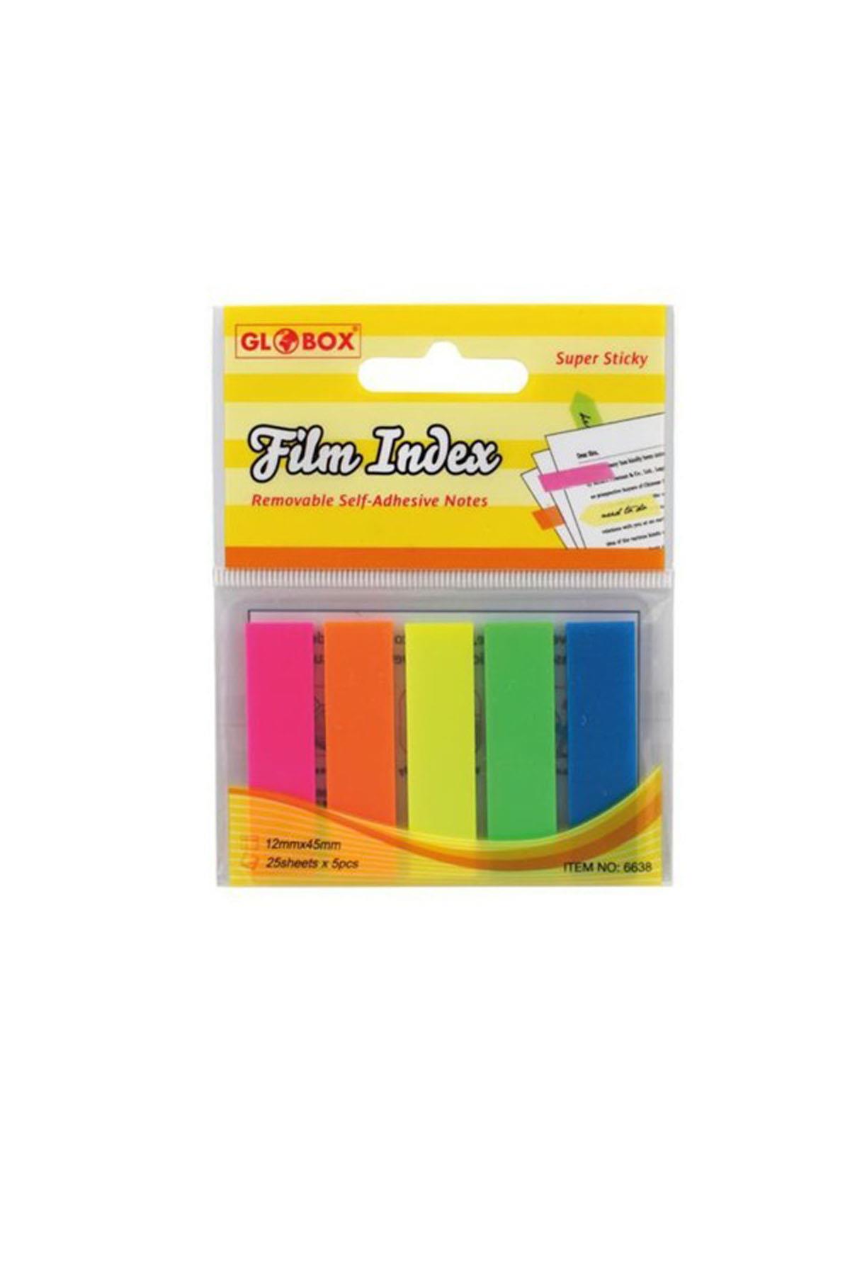 Globox Film İndeks 5 Renk Yapışkanlı Ayraç 5 x 12 x 45 Mm (30 Paket)