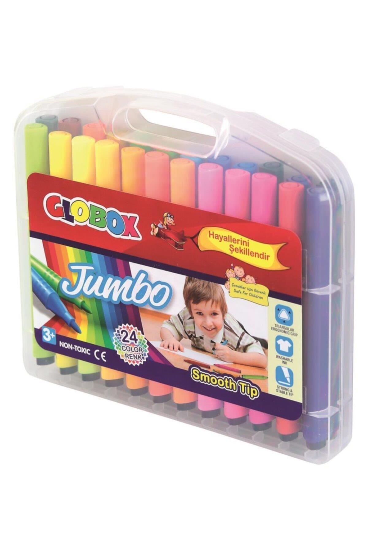 Globox Jumbo Üçgen Keçeli Kalem 24 Lü Plastik Kutulu