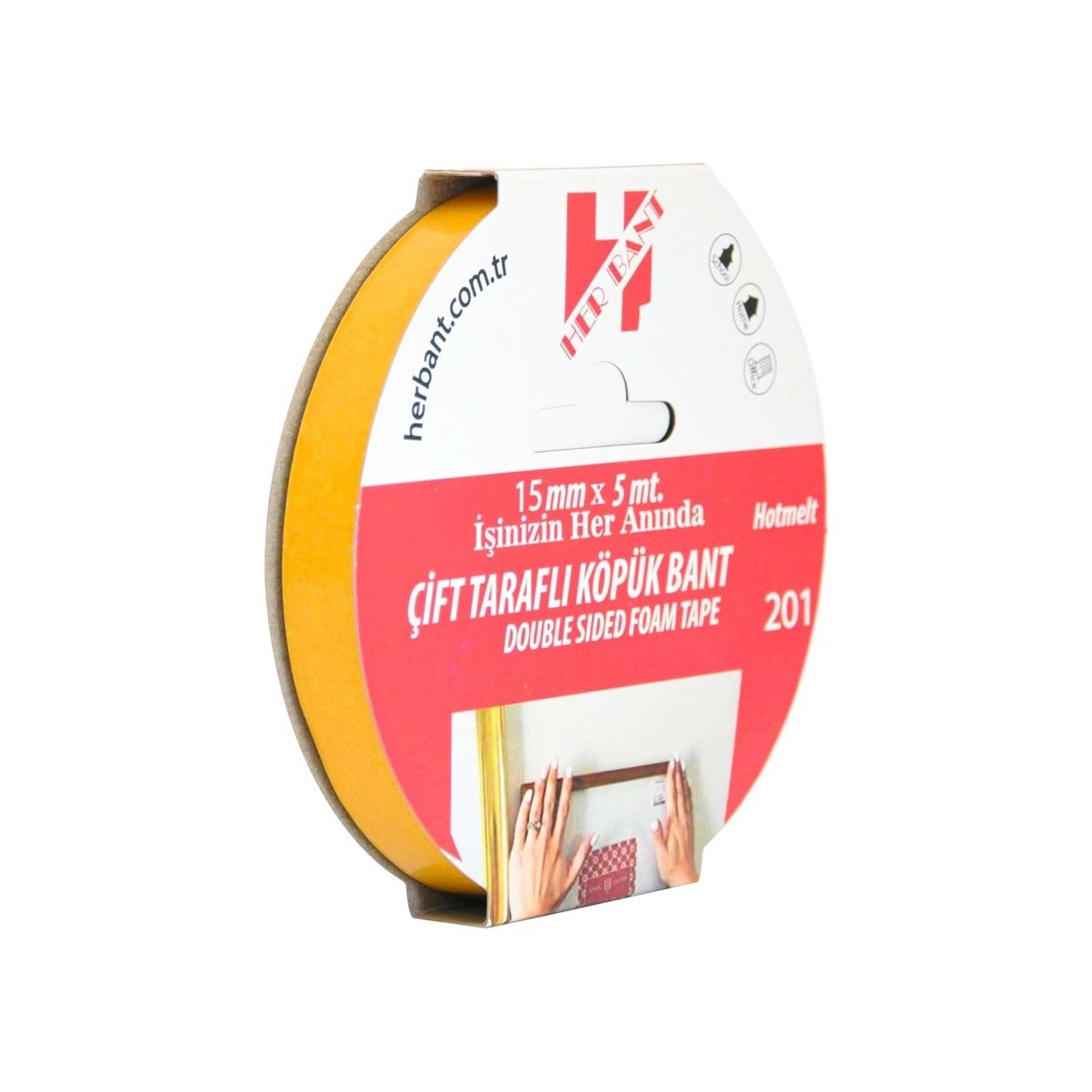 Her Bant Çift Taraflı Köpük Bant Askılı 15 MM x 5 Metre