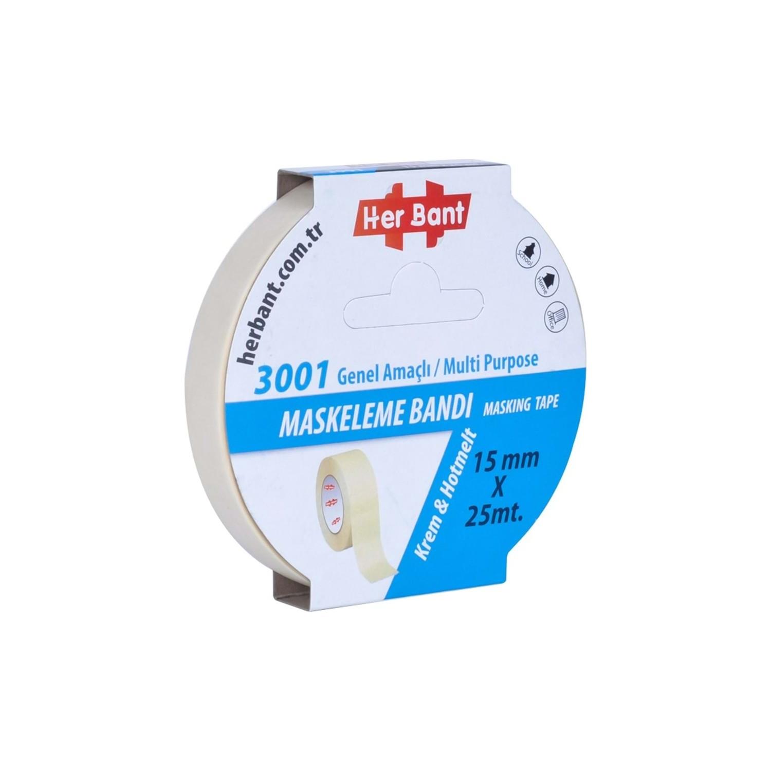 Her Bant Krepe Maskeleme Bantı 15 Mm x 25 Metre Maskeleme Bandı