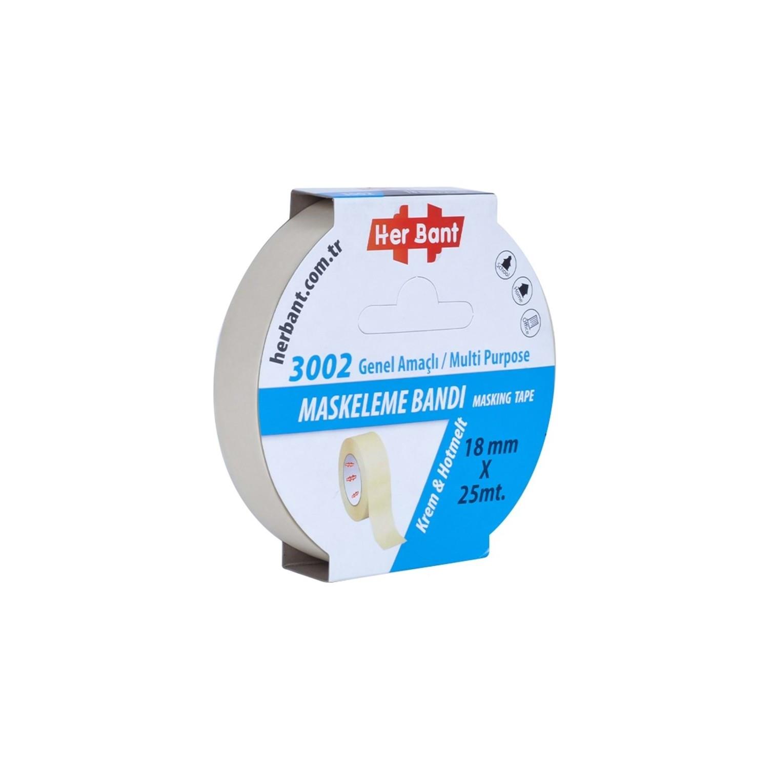 Her Bant Krepe Maskeleme Bantı 18 Mm x 25 Metre Maskeleme Bandı