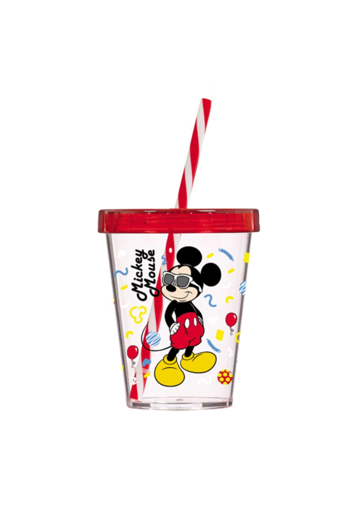 Herevin Pipetli Bardak Lisanslı Gözlüklü Mickey Mouse Pipetli Bardak