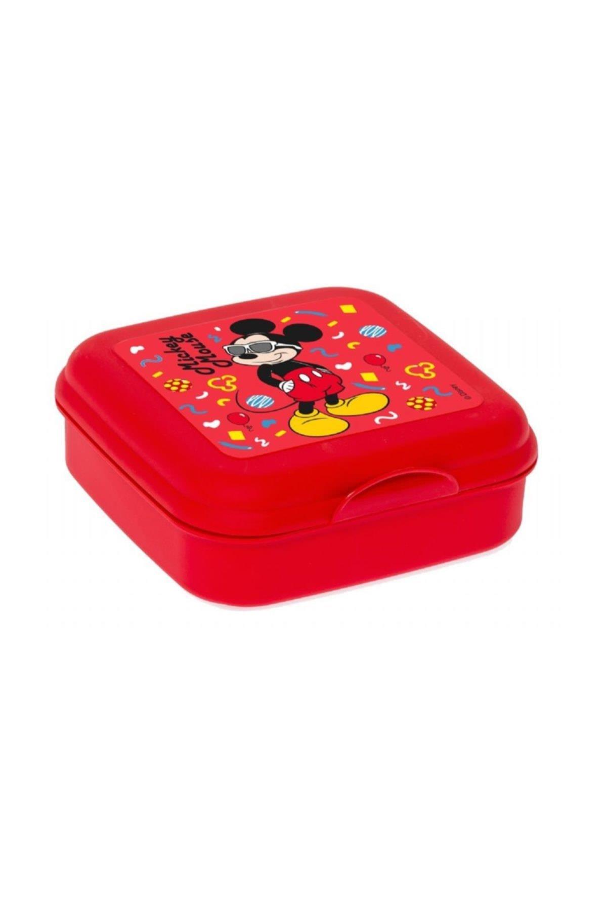 Herevin Gözlüklü Mickey Mouse Kırmızı Sandviç Kutusu Erkek Çocuk