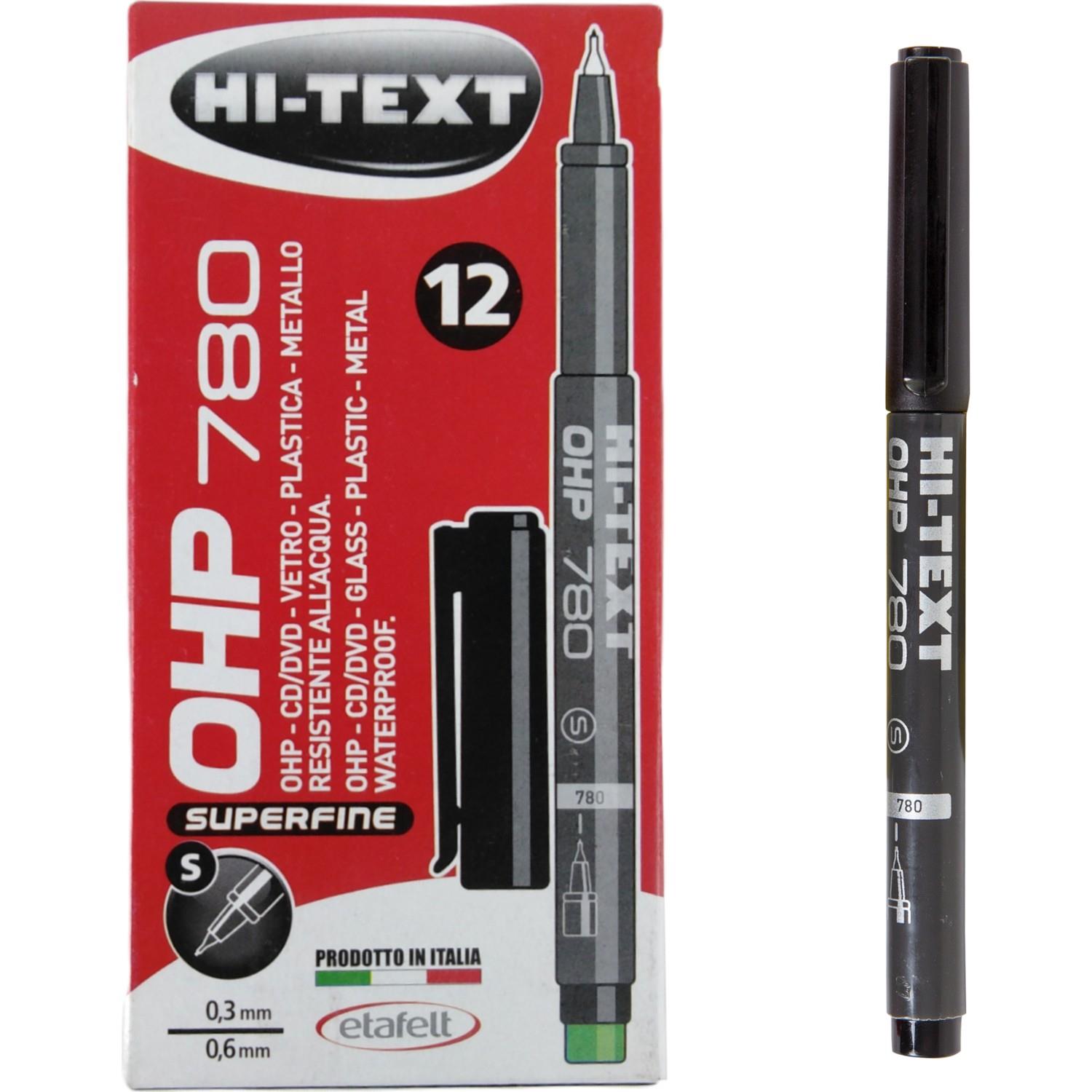 Hi-Text Permanent Kalem S Seri Asetat CD Kalemi Siyah (12 Li Paket)