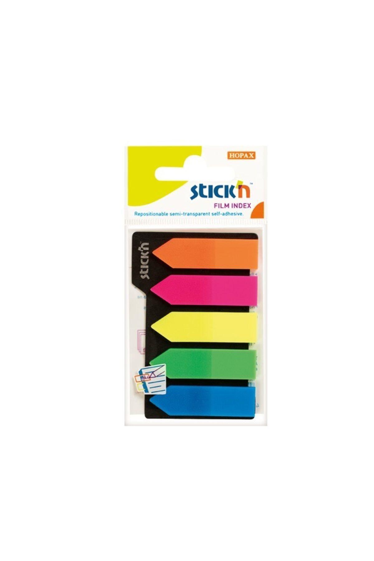 Hopax Stickn İndeks Yapışkanlı Not Kağıdı Ayraç 25 Yaprak 45x12 Ok Şekilli 5 Lİ 