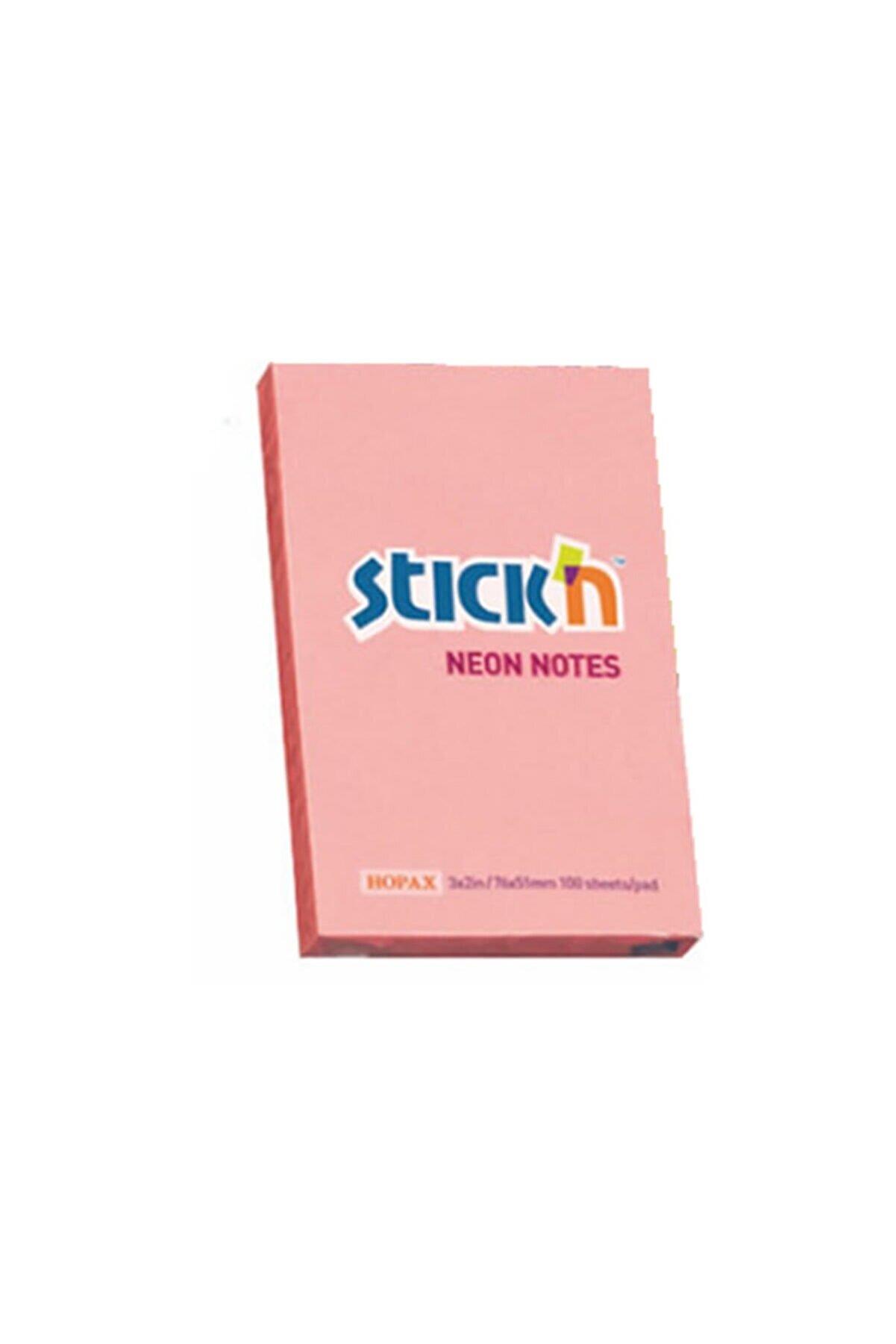 Hopax Stıckn Yapışkanlı Not Kağıdı 100 Yaprak 76x51 Mm Fosforlu Pembe