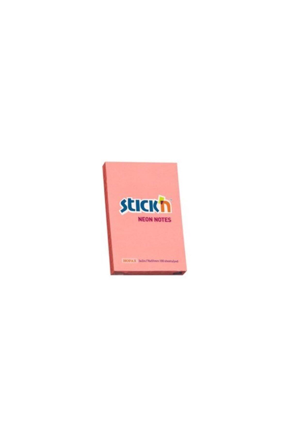 Hopax Stıckn Yapışkanlı Not Kağıdı 100 Yaprak 76x51 Mm Fosforlu Pembe