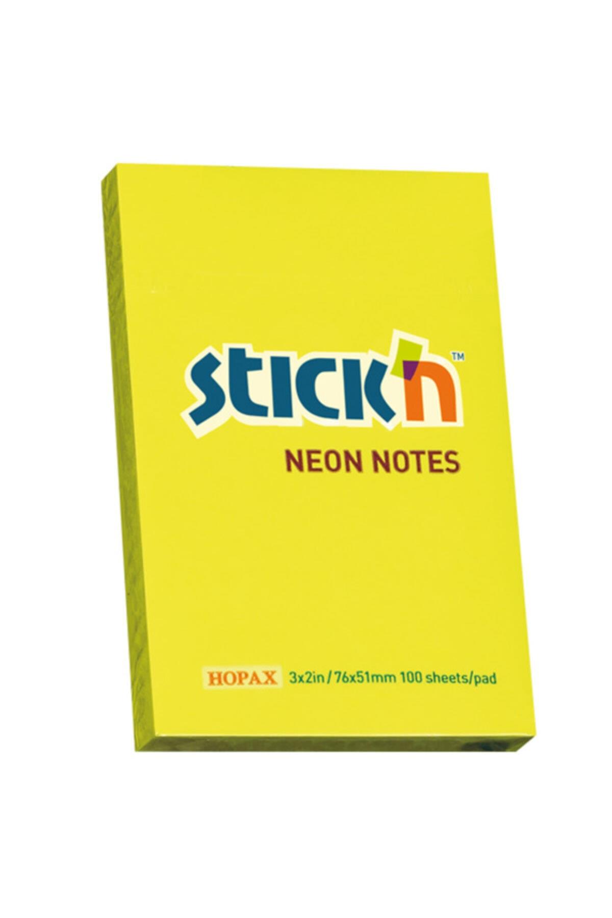 Gıpta Hopax Stickn Yapışkanlı Not Kağıdı 100 Yaprak 76x51 Mm Fosforlu Sarı (12 Koçan)