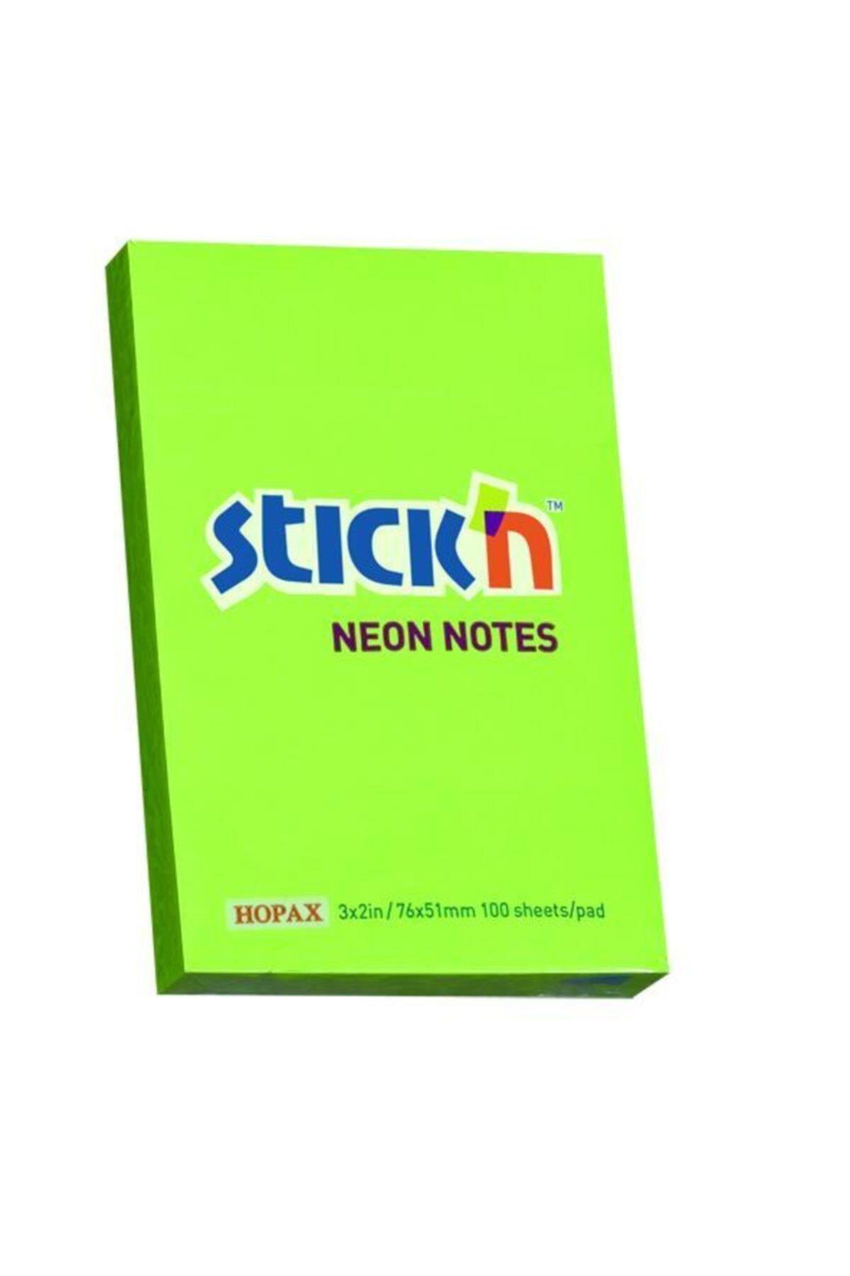 Hopax Stickn 76x51mm Yapışkanlı Not Kağıdı Neon Yeşil 100 Yaprak