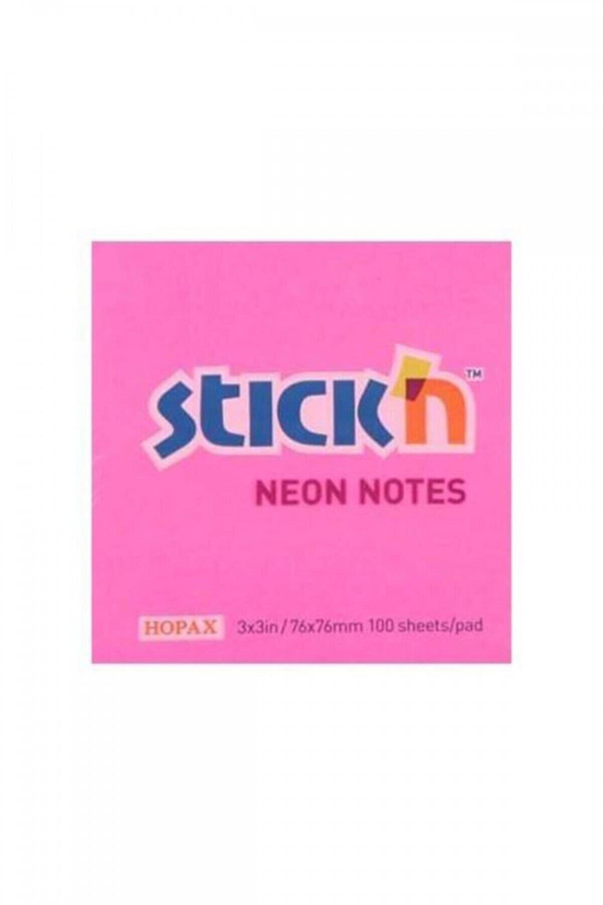Hopax Stıckn Yapışkanlı Not Kağıdı 100 Yaprak 76x76 Mm Fosforlu Pembe