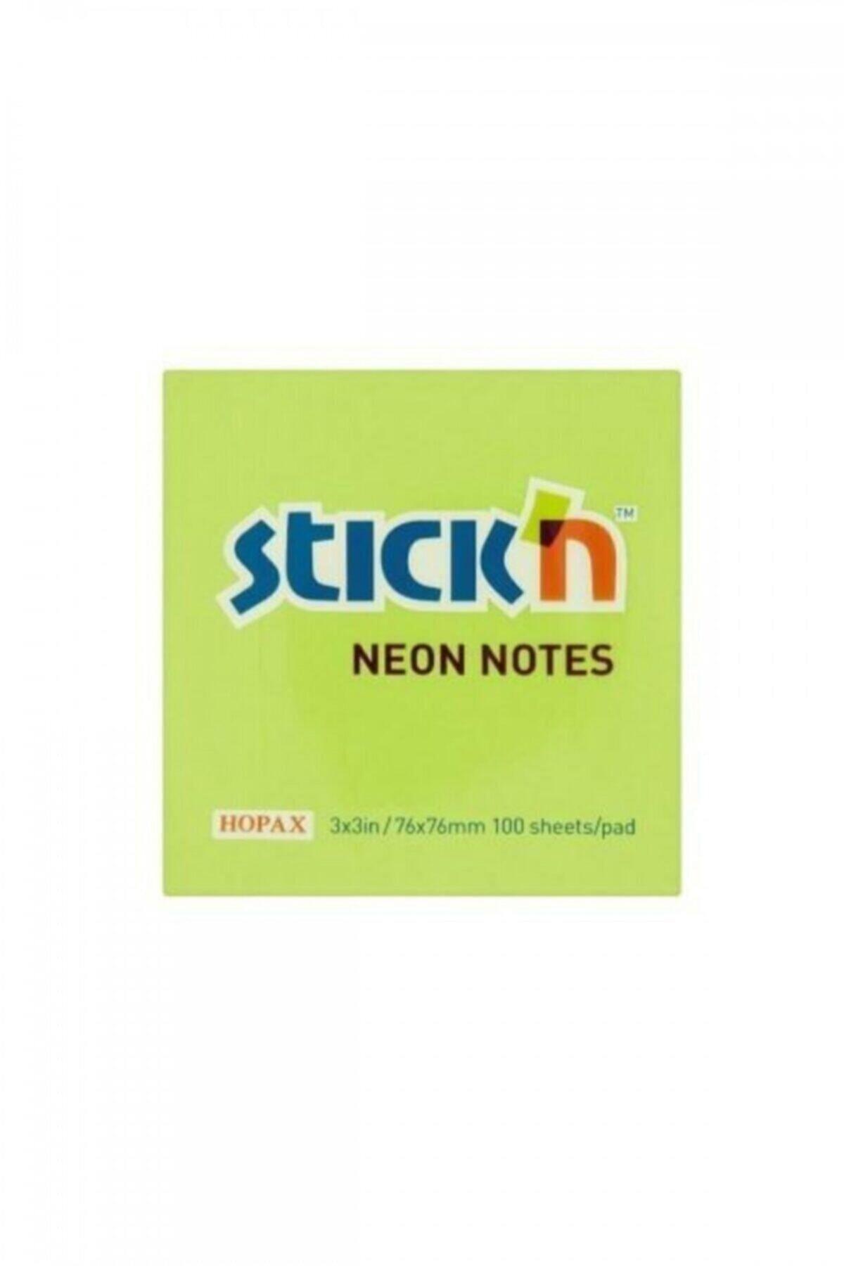 Hopax Stickn Neon Yapışkanlı Not Kağıt Renkli 76 x 76 Mm 100 Yaprak Yeşil