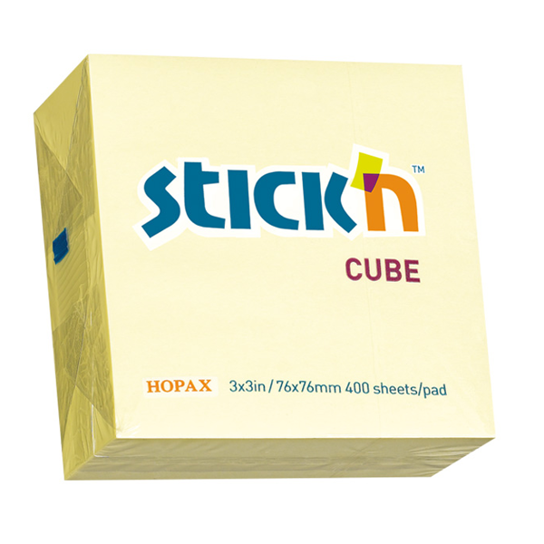 Hopax Stickn 76x76mm Sarı Yapışkanlı Küp Notluk 400 Yaprak