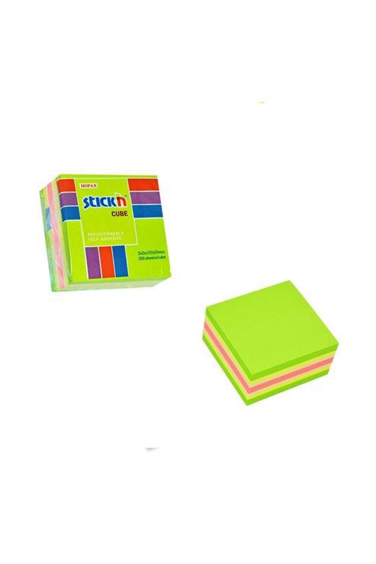 Hopax Stickn Yapışkanlı Not Kağıdı 50 x 50 mm 5 Renk Küp Blok 250 Yaprak