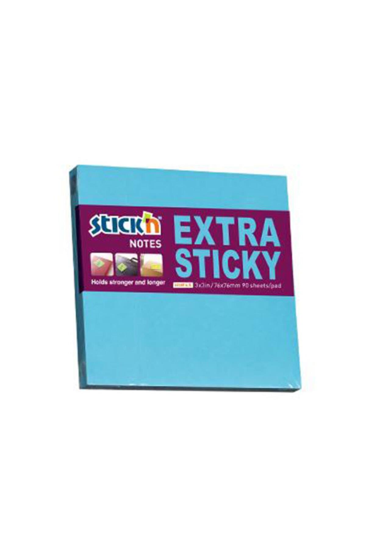 Hopax Stıckn Yapışkanlı Not Kağıdı Extra 90 Yaprak 76x76 mm Neon Mavi