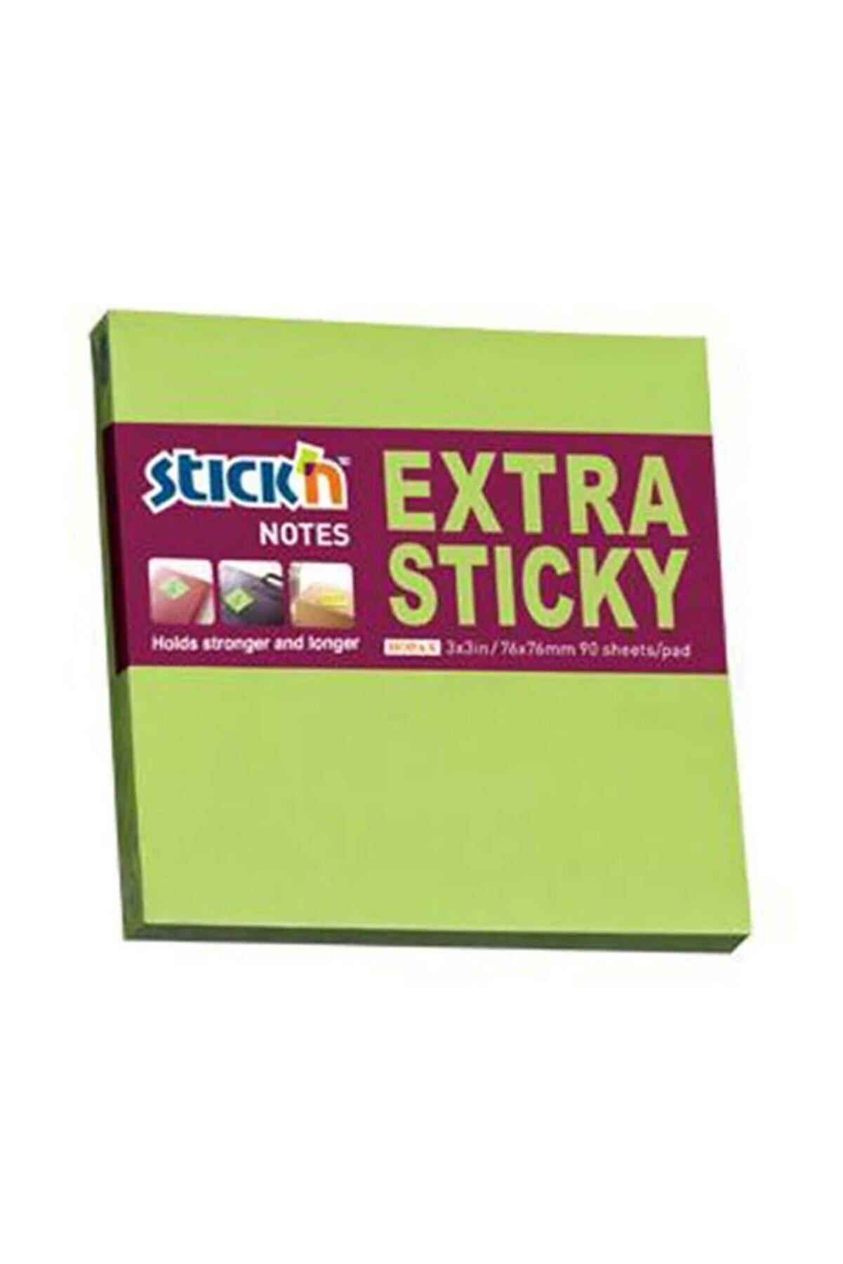 Hopax Stickn 76 x 76 Extra Yapışkanlı Neon Yeşil 90 Yaprak Yapışkanlı Not Kağıdı