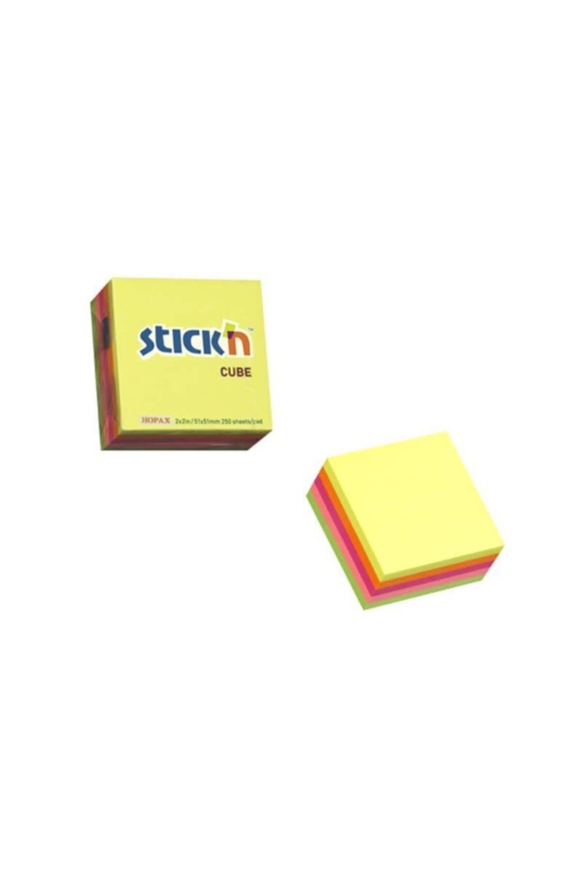 Hopax Stıckn Yapışkanlı Not Kağıdı Küp 250 Yaprak 50x50 Neon 5 Renk