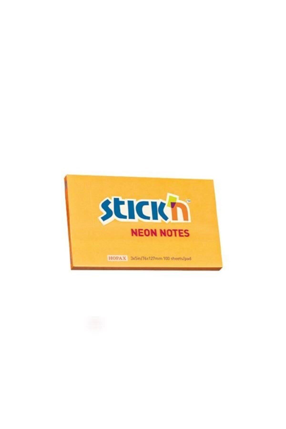 Hopax Stickn Yapışkanlı Not Kağıdı Neon Turuncu 76x127mm 100 Yaprak