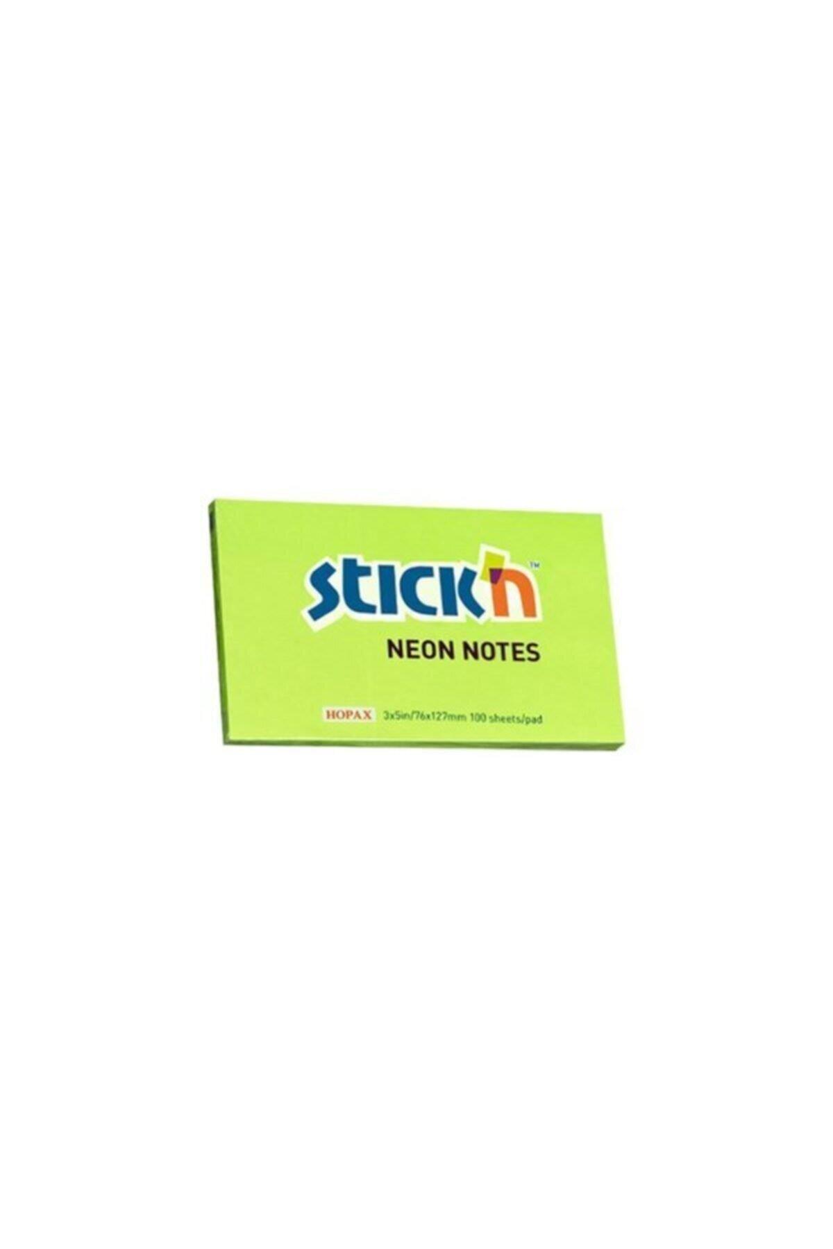 Hopax Stıckn Yapışkanlı Not Kağıdı Neon Yeşil 76x127 MM 100 Yaprak