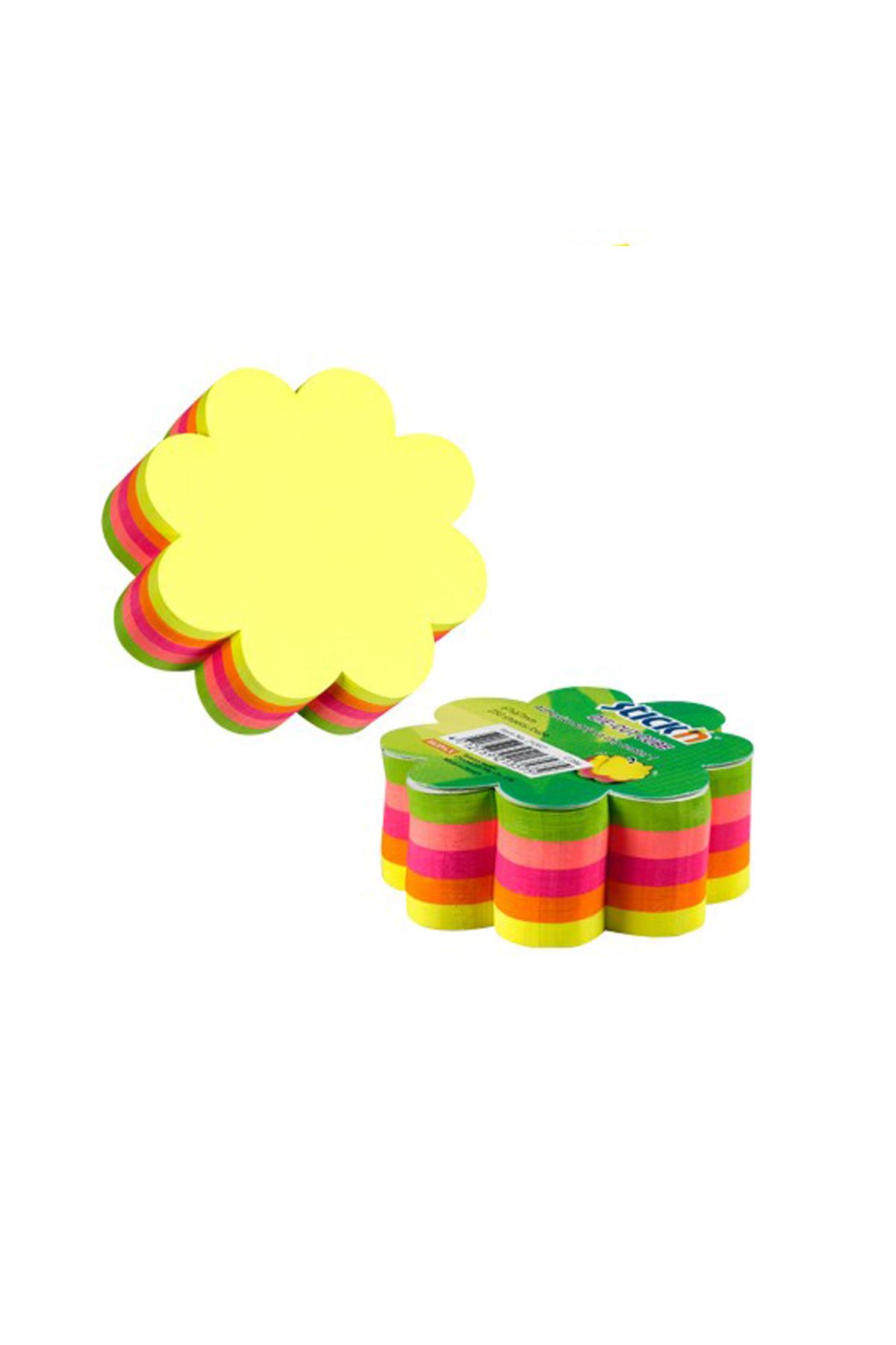 Hopax Stickn Yapışkanlı Not Kağıdı Papatya Şekilli 250 Yaprak 67x67 mm Neon 5 Renk