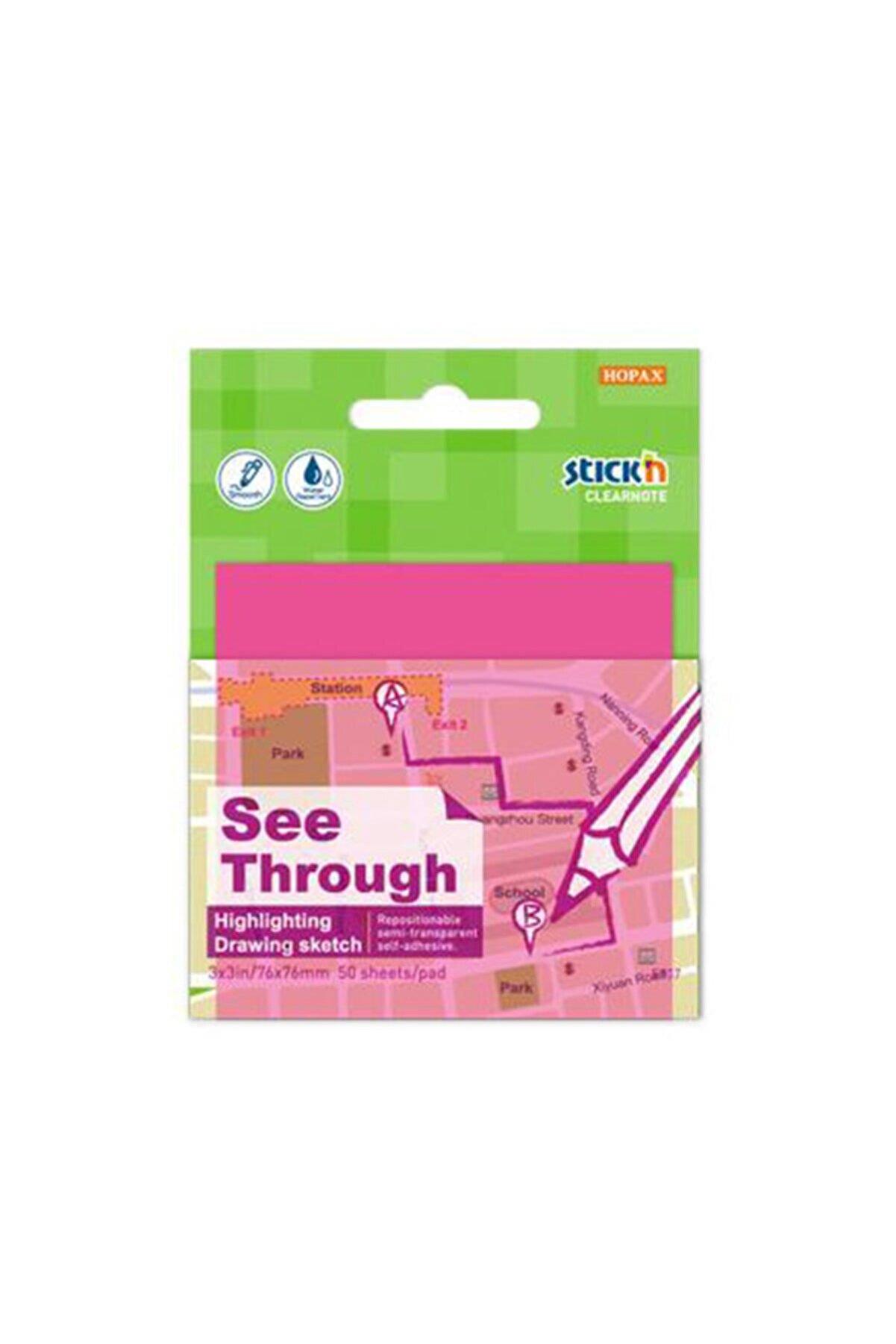 Hopax Stickn Yapışkanlı Not Kağıdı Yarı Saydam 50 Yaprak 76x76 Mm Neon Pembe