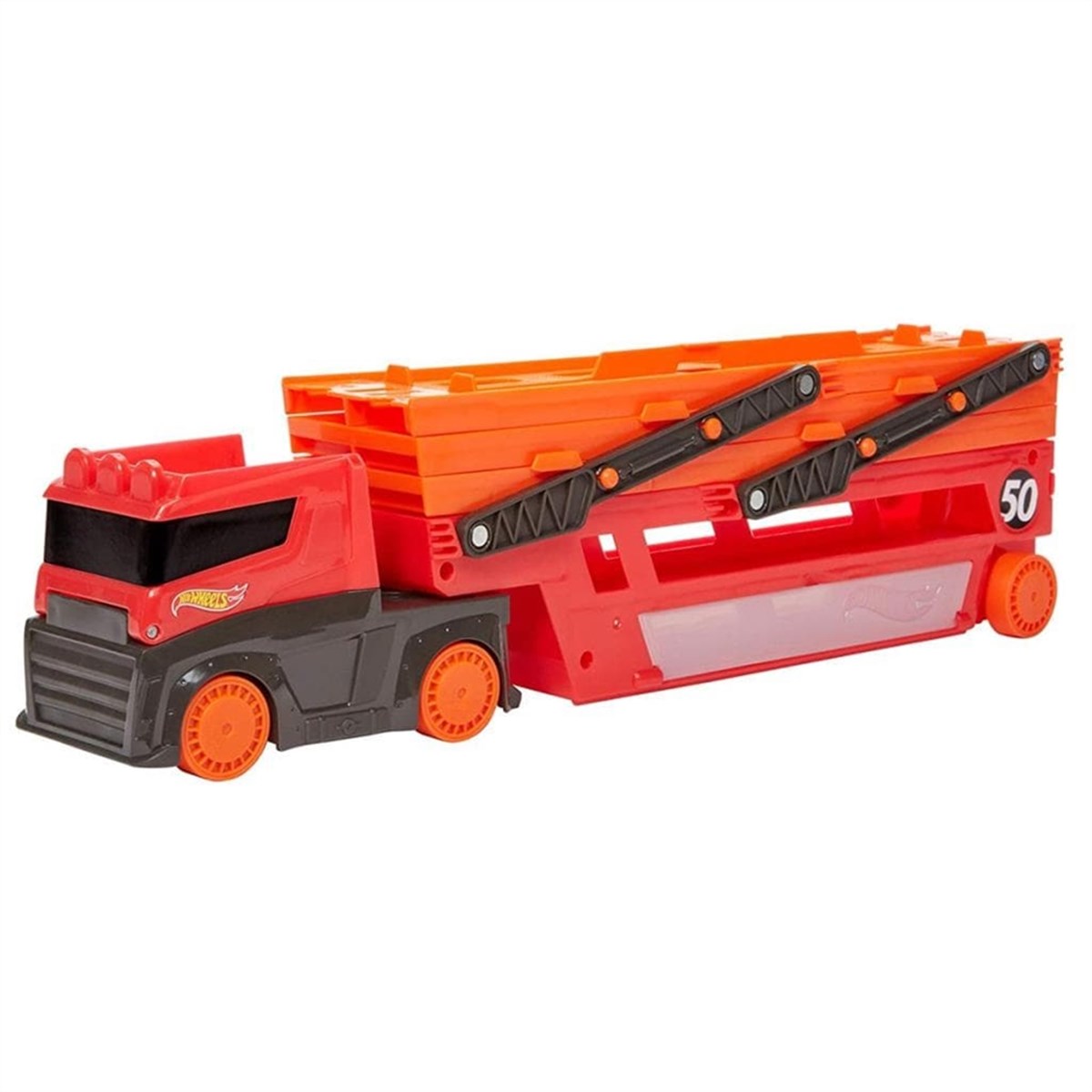 Hot Wheels Mega Mega Tır Turuncu 50 Araç Kapasiteli Rampalı